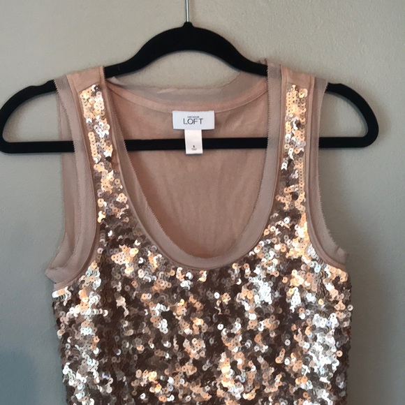 Ann Taylor- Gold Sequined Tank Top - Picture 4 of 6